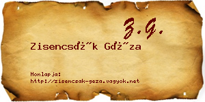 Zisencsák Géza névjegykártya